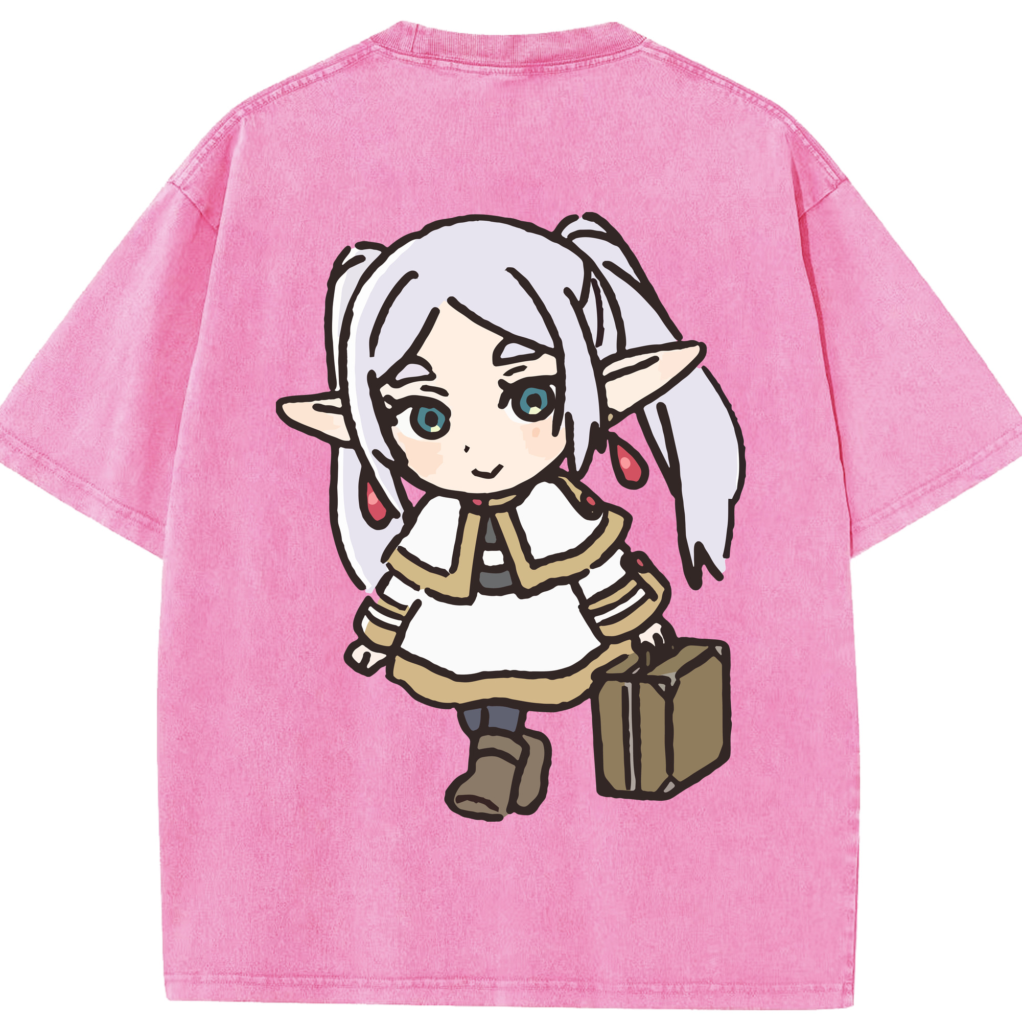 （画像用） 葬送のフリーレン Frieren 綿100% ヴィンテージ風 半袖Tシャツ（背面プリント）